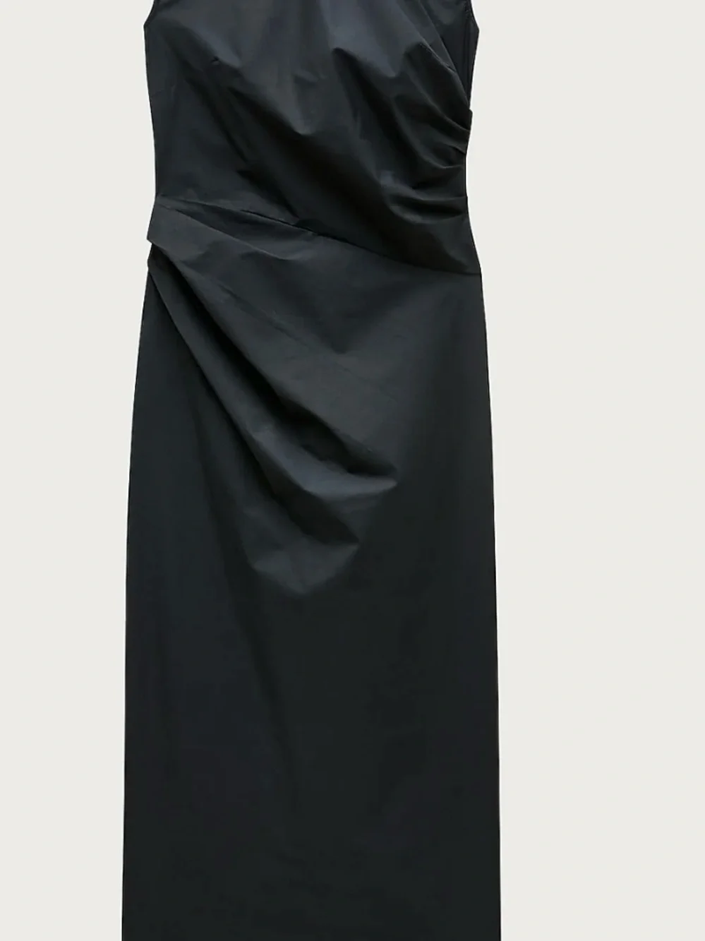 NWT J.Crew Ruched Midi Dress Black Stretch Cotton Poplin $178